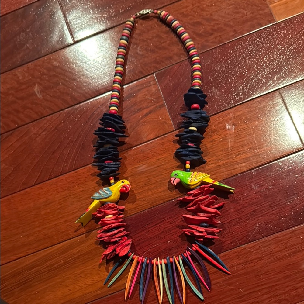 Vintage Colorful Parrot Statement Necklace